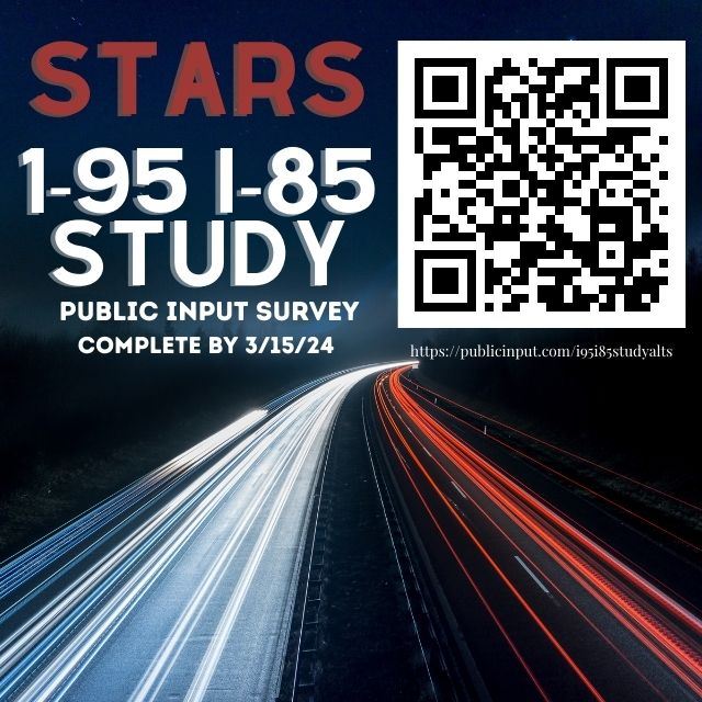 public input survey is now live for the STARS I-95 I-85 study (640 x 640 px) (2)