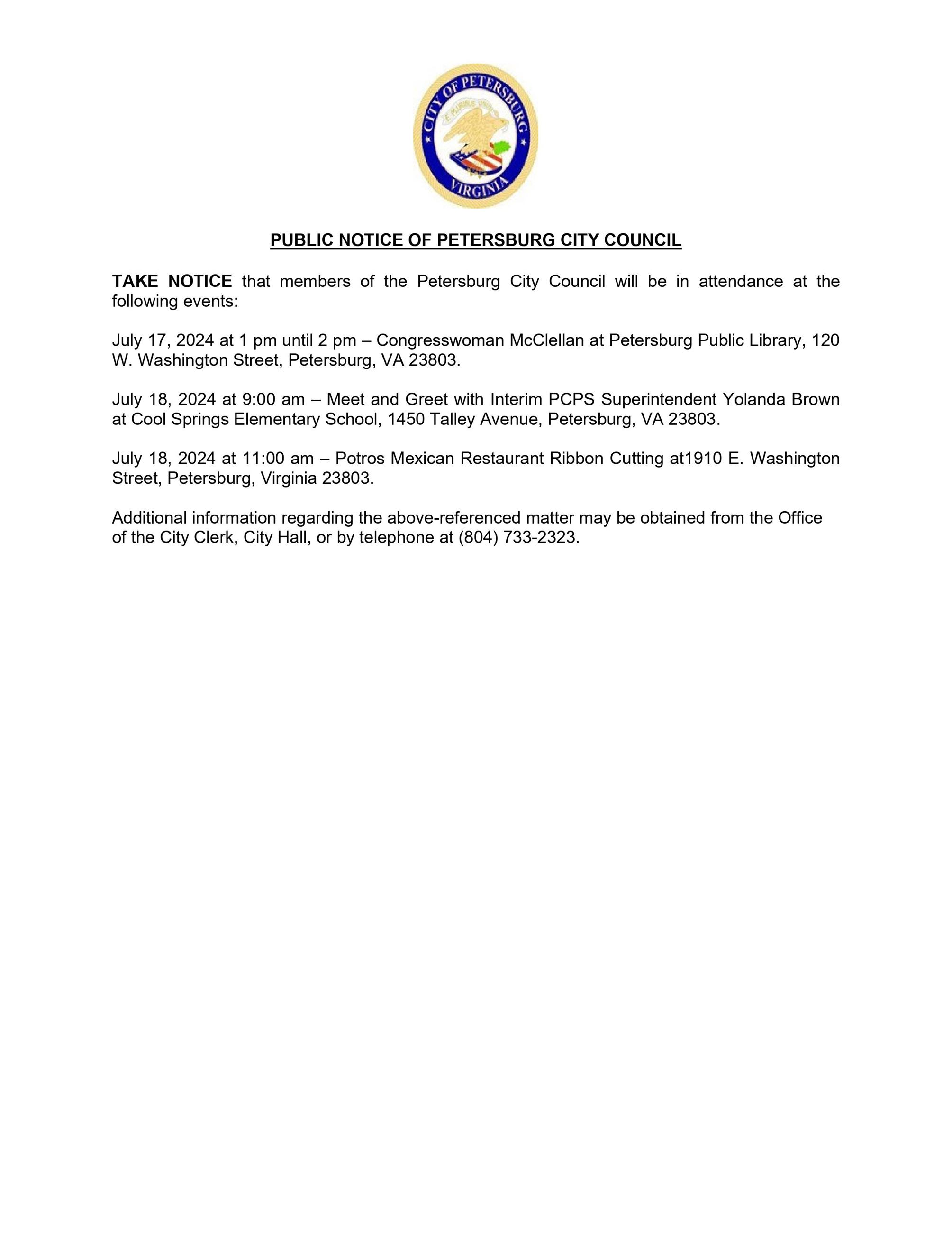 Public Notice of Council Events 07162024 (1)