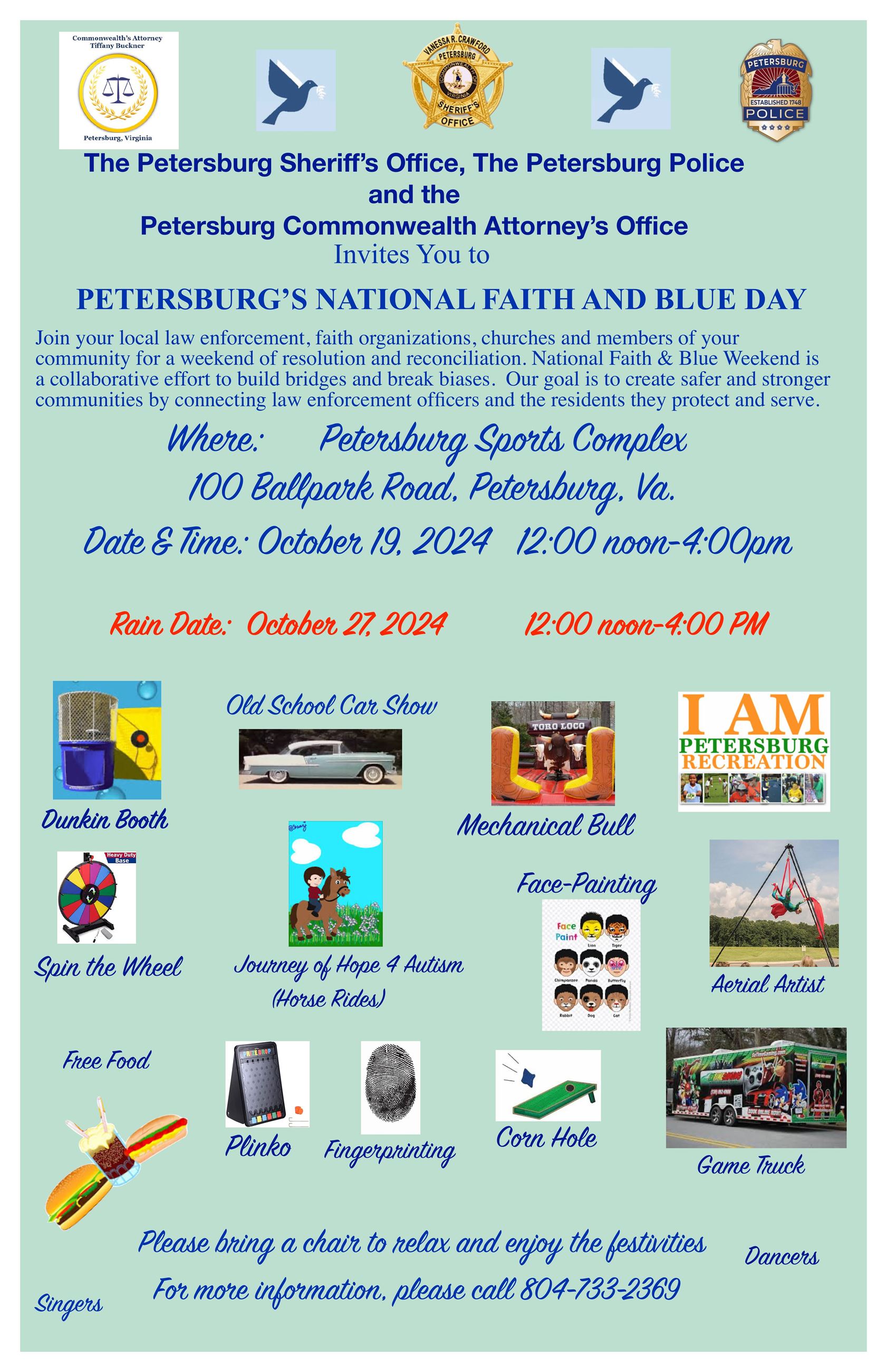 Flyer for Faith and Blue 2024