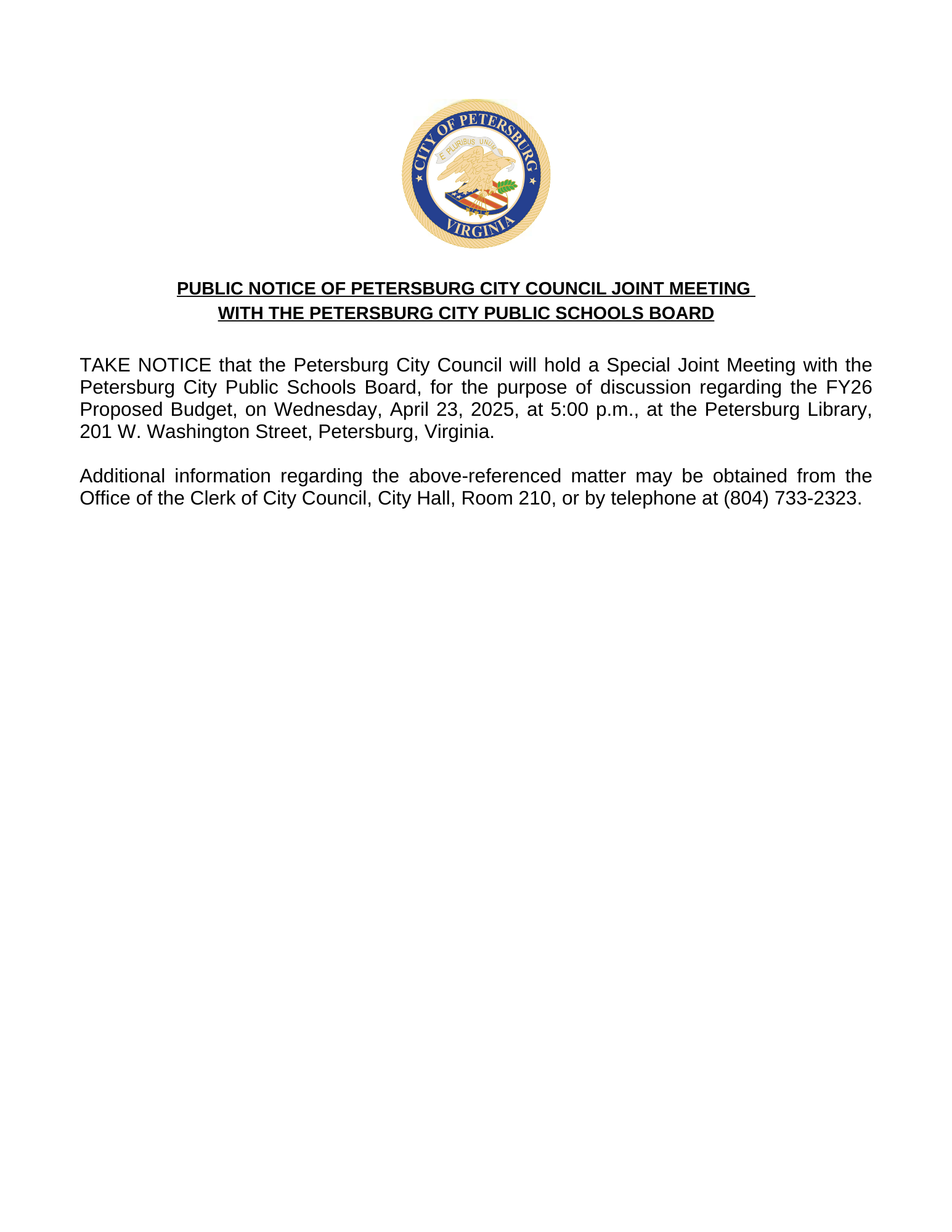 Notice CC and PCPS Board