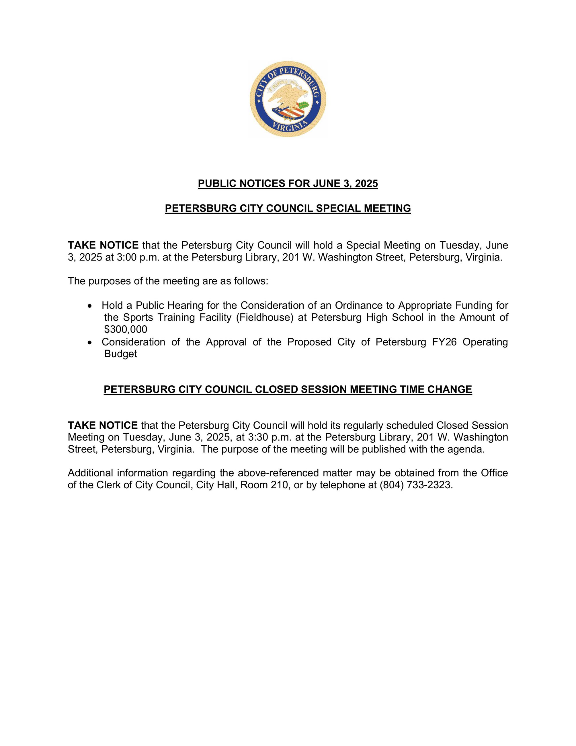 Public Notice for June 3, 2025 City Council Meetings (4)